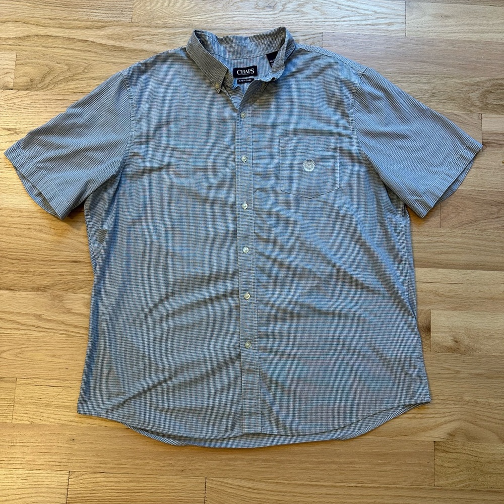 Chaps Easy Care Light Blue Casual Button Down Shirt